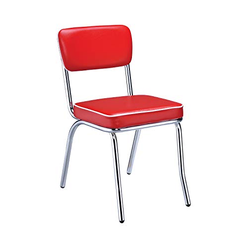 Coaster Home Furnishings Retro Open Back Side Chairs Red and Chrome (Set of 2)