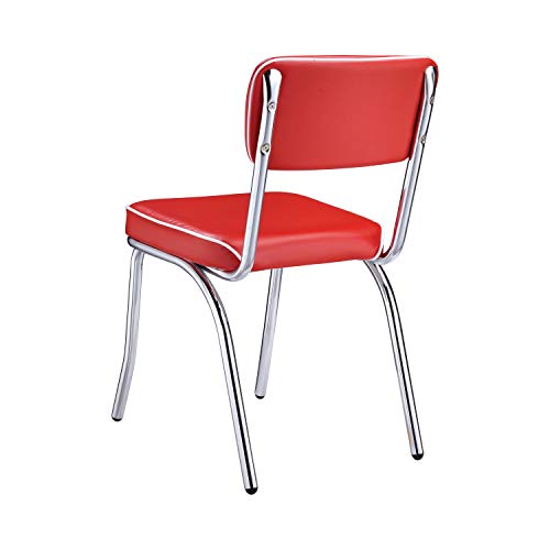 Coaster Home Furnishings Retro Open Back Side Chairs Red and Chrome (Set of 2)