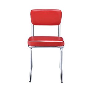 Coaster Home Furnishings Retro Open Back Side Chairs Red and Chrome (Set of 2)