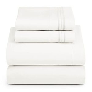 Clara Clark Queen Sheets Set, Deep Pocket Bed Sheets for Queen Size Bed - 4 Piece Queen Size Sheets, Extra Soft Bedding Sheets & Pillowcases, White Sheets Queen