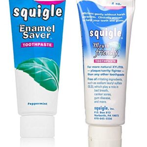 Squigle Enamel Saver Toothpaste (Canker Sore Prevention & Treatment) Prevents Cavities, Perioral Dermatitis, Bad Breath, Chapped Lips - 2 Pack