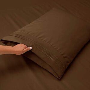 Clara Clark California King Sheets Set, Deep Pocket Bed Sheets for Cal King Size Bed - 4 Piece Bed Sheet Set, Extra Soft Bedding Sheets & Pillowcases, Chocolate Brown Sheets Cal King