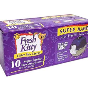 10 Count Fresh Kitty Litter Box Liners Super Thick, Durable, Easy Clean Up Jumbo Drawstring Scented, Bags for Pet Cats