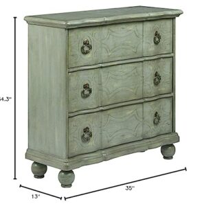Madison Park Scroll Accent Chest - Hardwood Living Room 3-Drawer Storage - Antique Blue Green, Vintage Rustic Style Floor Cabinet, Multi (CHT015)