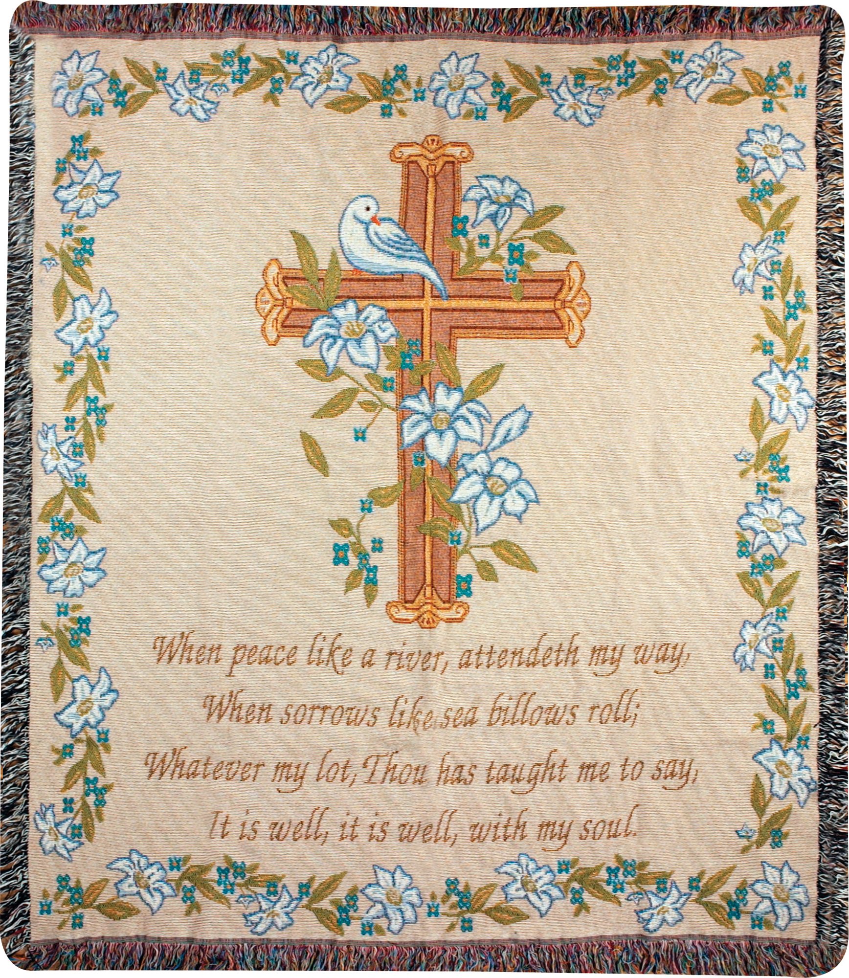 Manual Inspirational Collection Tapestry Throw with Verse, It Is Well With, 50 X 60-Inch