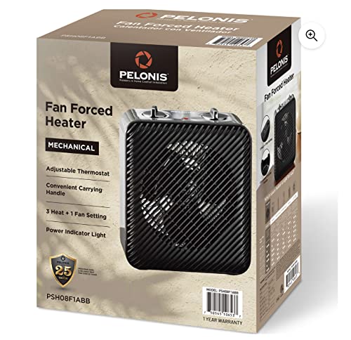 Pelonis Personal Mini Fan Forced Heater 3 Heat Settings-adjustable Thermostat