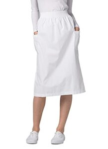 adar universal scrub skirts for women - a-line cargo pocket scrub skirt - 703 - white - l