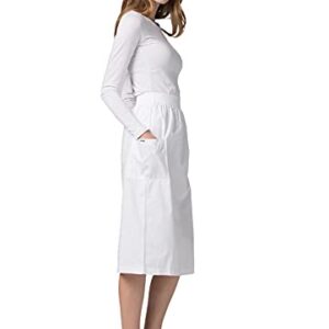 Adar Universal Scrub Skirts for Women - A-Line Cargo Pocket Scrub Skirt - 703 - White - L