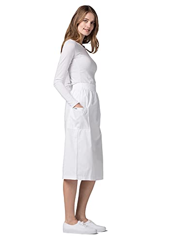 Adar Universal Scrub Skirts for Women - A-Line Cargo Pocket Scrub Skirt - 703 - White - L