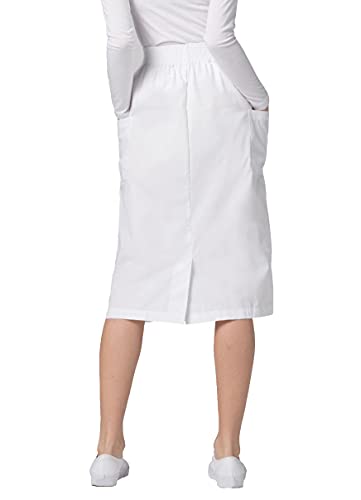 Adar Universal Scrub Skirts for Women - A-Line Cargo Pocket Scrub Skirt - 703 - White - L