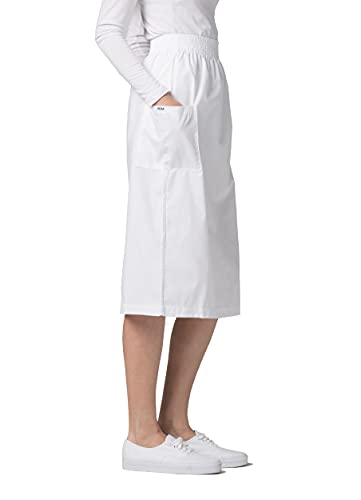 Adar Universal Scrub Skirts for Women - A-Line Cargo Pocket Scrub Skirt - 703 - White - L