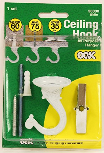 OOK 50330 Jumbo Swag Hook with Hardware, White (6)