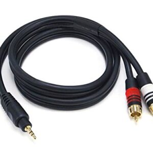 Monoprice Audio Cable - 3 Feet - Black | Premium Stereo Male to 2 RCA Male 22AWG, Gold Plated