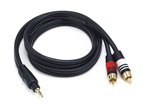 Monoprice Audio Cable - 3 Feet - Black | Premium Stereo Male to 2 RCA Male 22AWG, Gold Plated