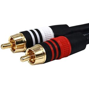 Monoprice Audio Cable - 3 Feet - Black | Premium Stereo Male to 2 RCA Male 22AWG, Gold Plated