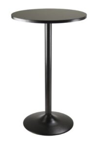 winsome obsidian pub table round black mdf top with black leg and base - 23.7-inch top, 39.76-inch height, pack of 1