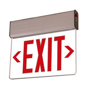 sure-lites led exit sign, aluminum housing with clear lens panel and red letters, single or double sided, ac only, 120-277v