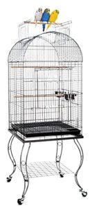 large 64-inch open dome play-top with 5/8-inch bar spacing for cockatiel cockatiels sun conure parakeet rolling cage (20 x 20 x 64 h inch, black vein)