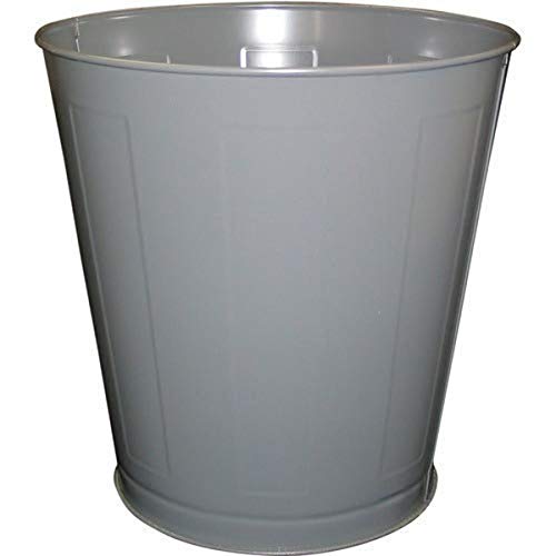 Impact 1302-3 Round Metal Wastebasket, 28 qt Capacity, 14-1/4" Height, Gray (Case of 6)