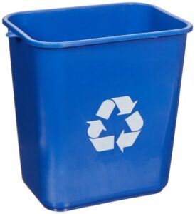 impact soft-sided recycle logo plastic wastebasket, 28 qt, polyethylene, blue