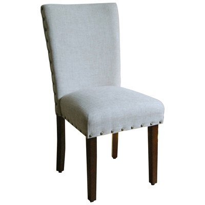 Homepop Home Decor | Classic Upholstered Parsons Dining Chairs | Set of 2 Accent Dining Chairs with Nailhead Trim, Burlap