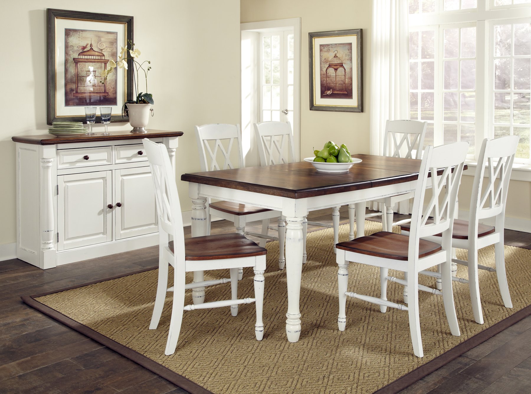 Monarch White/Oak 5Piece Dining Set by Home Styles, 7 Piece