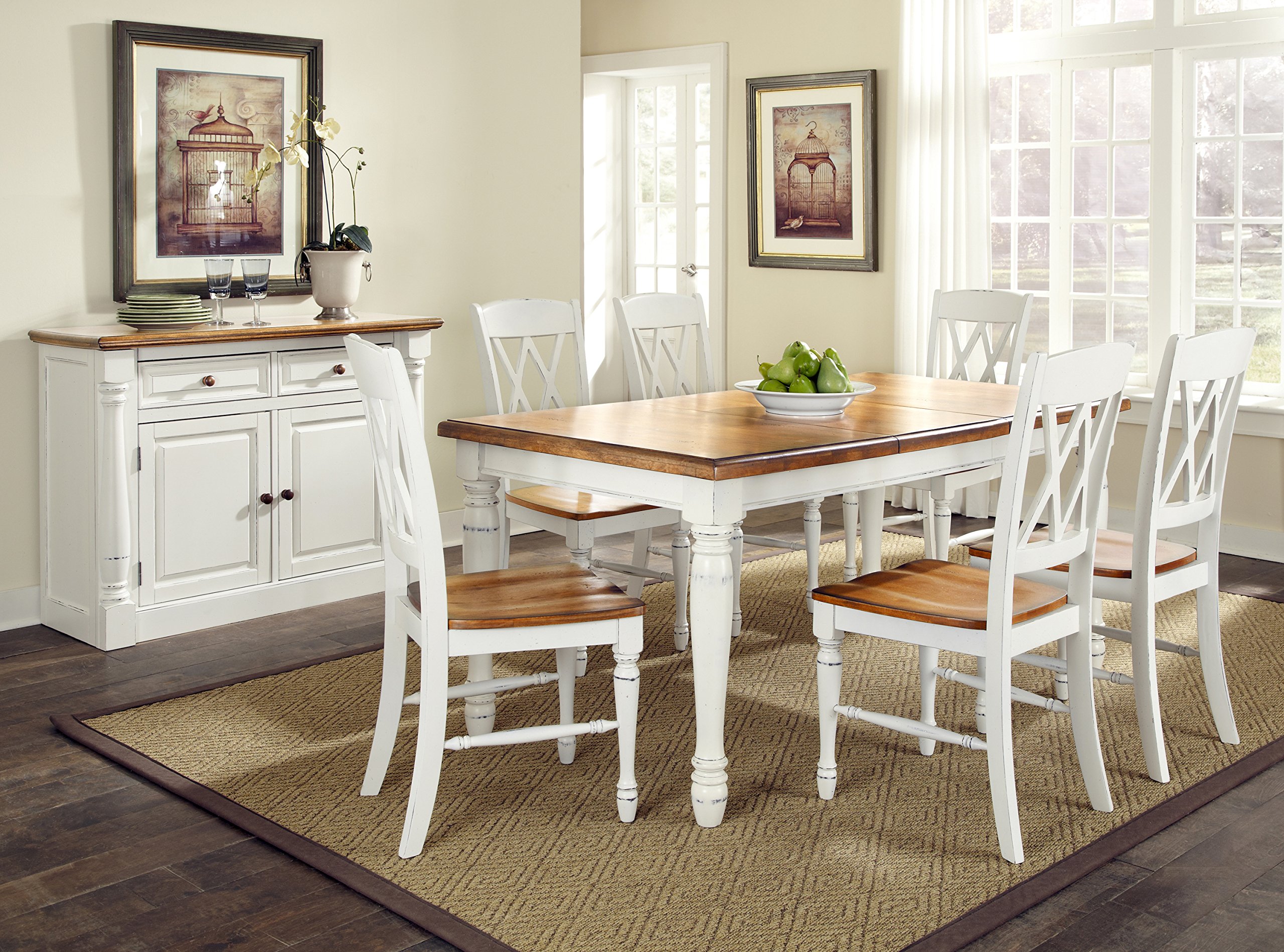 Monarch White/Oak 5Piece Dining Set by Home Styles, 7 Piece