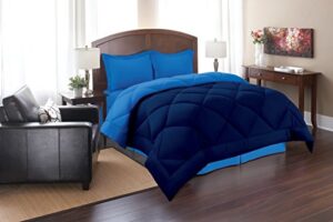 elegant comfort all season goose down alternative reversible 2-piece comforter set- available in and colors, twin/twin xl, navy/aqua