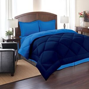 Elegant Comfort All Season Goose Down Alternative Reversible 2-Piece Comforter Set- Available in and Colors, Twin/Twin XL, Navy/Aqua