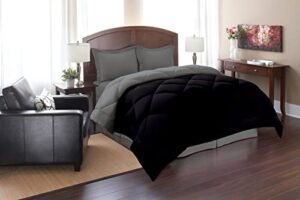 elegant comfort all season goose down alternative reversible 3-piece comforter set- available in and colors, king/cal king, black/gray