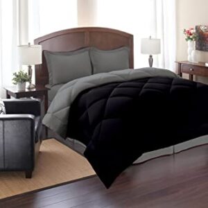 Elegant Comfort All Season Goose Down Alternative Reversible 3-Piece Comforter Set- Available in and Colors, King/Cal King, Black/Gray