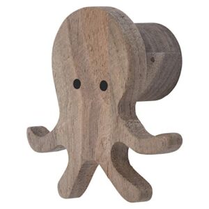 Decorative Ocean Creature Wall Hooks, Set of Four, Solid Walnut Wall Hooks