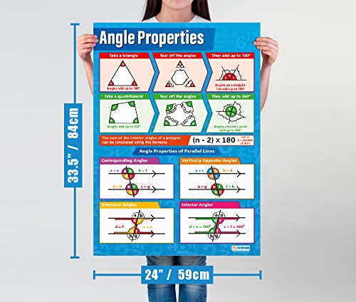 Angle Properties Math Poster – Gloss Paper – 33” x 23.5” – Educational School and Classroom Posters