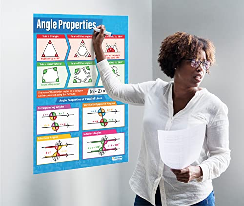 Angle Properties Math Poster – Gloss Paper – 33” x 23.5” – Educational School and Classroom Posters