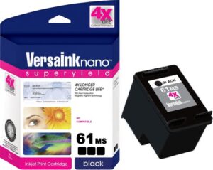 versaink-nano hp micr 61ms ink cartridge for check printing - replacement for 61 black (ch561wn), micr black, 1 (vh61ms-3337)