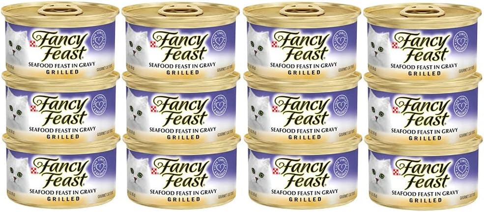 Fancy Feast Grilled Seafood Feast in Gravy Canned Cat Food, 3-oz, case of 12 cans