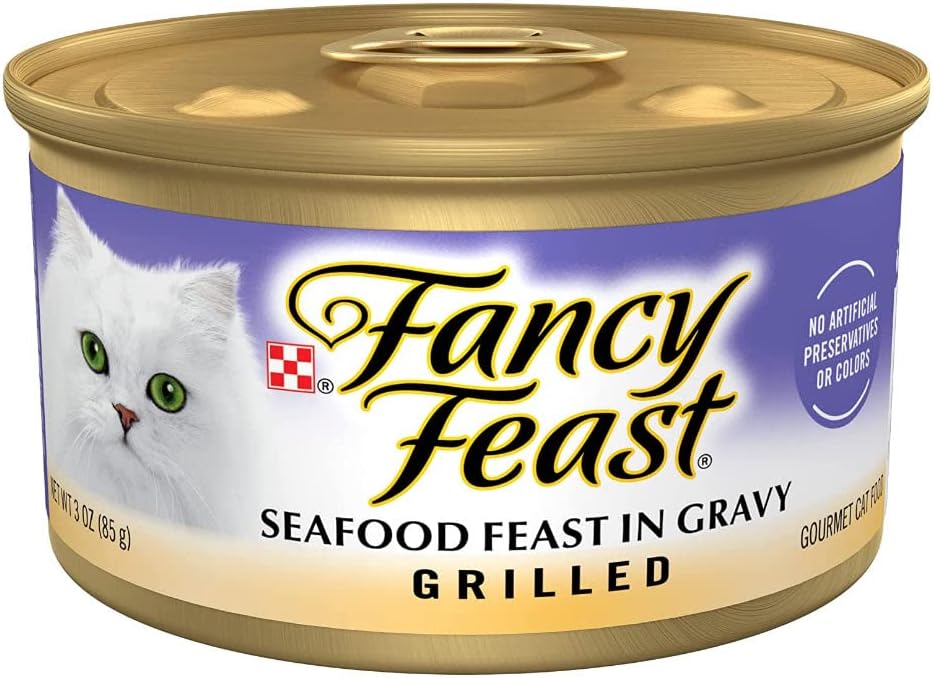 Fancy Feast Grilled Seafood Feast in Gravy Canned Cat Food, 3-oz, case of 12 cans