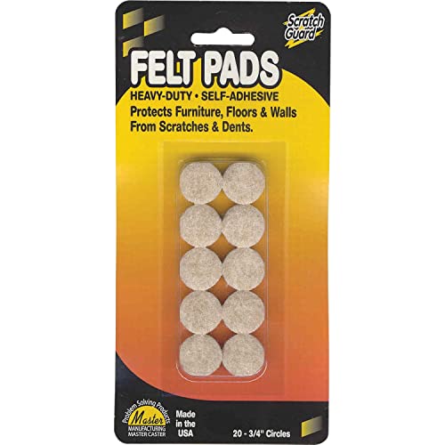 Master Manufacturing Company, 88493 Round Felt Pads, 3/4-Inch Diameter, 20/PK, Beige