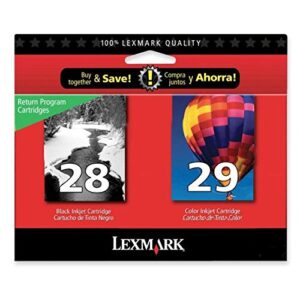 lexmark 18c1590 28 29 x5070 x5075 x5320 x5340 x5410 x5495 ink cartridge (black & color, 2-pack) in retail packaging