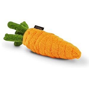 p.l.a.y. cute plush dog toys - fruit & vegetable themed durable squeaker chew toy, great for puppies & small, medium, large dogs - machine washable, recycled materials (garden fresh carrot, medium)