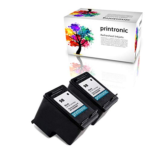 Printronic Remanufactured Ink Cartridge Replacement for HP 98 for DeskJet D4145 OfficeJet H470 6310 PhotoSmart C4100 D5060 (2 Black)