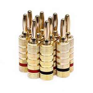 Monoprice Gold Plated Speaker Banana Plugs – 5 Pairs – Closed Screw Type, For Speaker Wire, Home Theater, Wall Plates And More