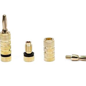 Monoprice Gold Plated Speaker Banana Plugs – 5 Pairs – Closed Screw Type, For Speaker Wire, Home Theater, Wall Plates And More