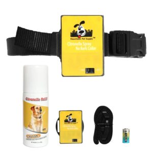 downtown pet supply - citronella dog collar - humane no bark collar set with citronella spray - no-shock - collar, spray device, citronella spray refill, battery & manual - 1 pack