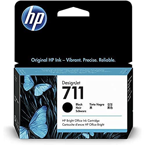 HP 711 Black 38-ml Genuine Ink Cartridge (CZ129A) for DesignJet T530, T525, T520, T130, T125, T120 & T100 Large Format Plotter Printers