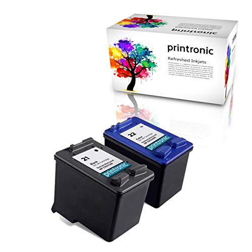 Printronic Remanufactured Ink Cartridge Replacement 2 Pack for HP 21 and HP 22 for PSC 1410 Deskjet F380 F2180 F2280 D1460 F4180 (1 Black, 1 Color)