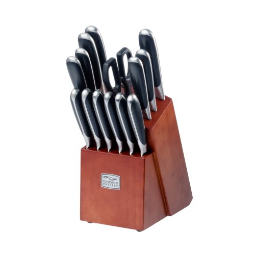 Chicago Cutlery Belden 15 Piece Premium Kitchen Knife Set with Cherry-Stain Block, Stainless Steel Blades to Resist Rust, Stains, and Pitting, Knives Set for Kitchen