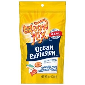meow mix ocean explosion tartar control cat treats, 2.1 ounce pouch (pack of 12)