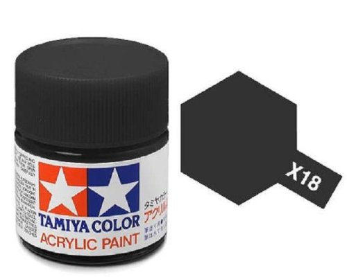 Tamiya Models X-18 Mini Acrylic Semi Gloss Paint, Black