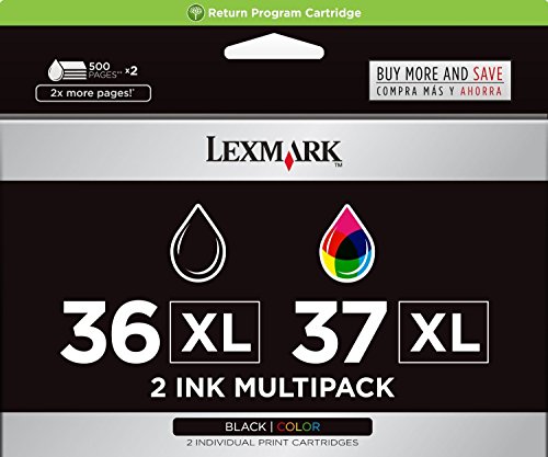 Lexmark 18C2249 (36XL, 37XL) High-Yield Ink, 500 Page-Yield, 2/Pack, Black